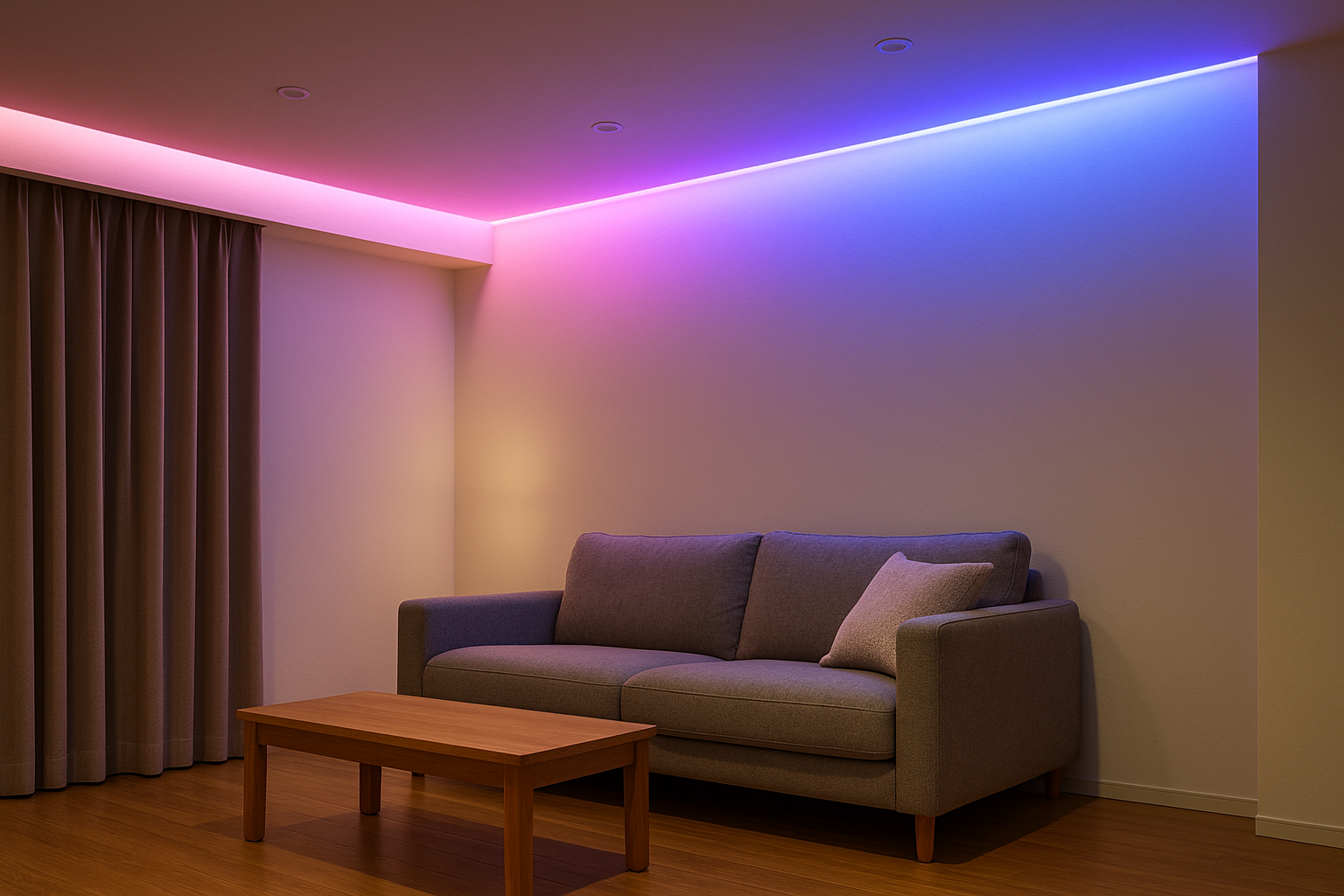 DC24V RGBW LED strips in ceiling cove