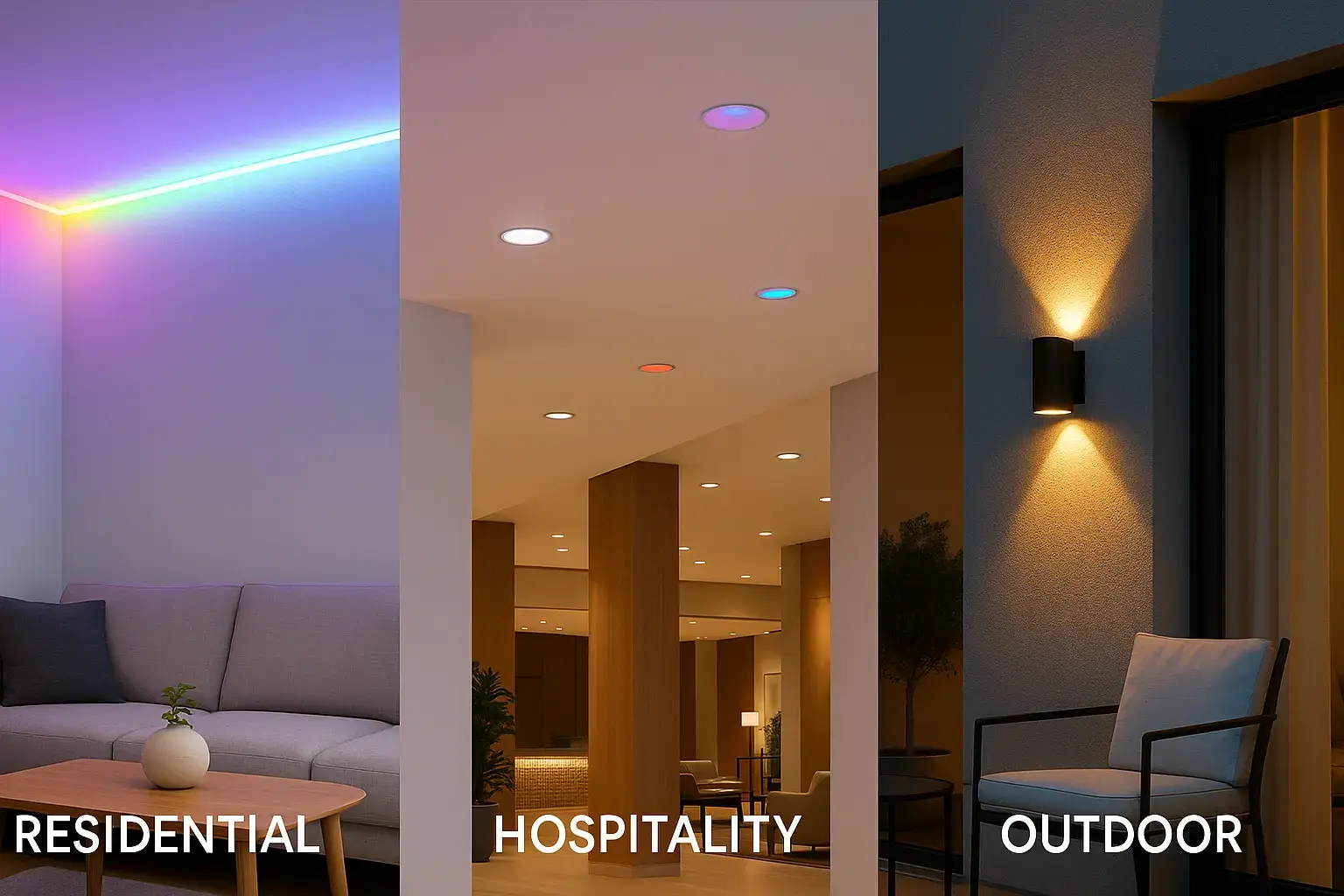 Residential, commercial, and outdoor RGBW lighting