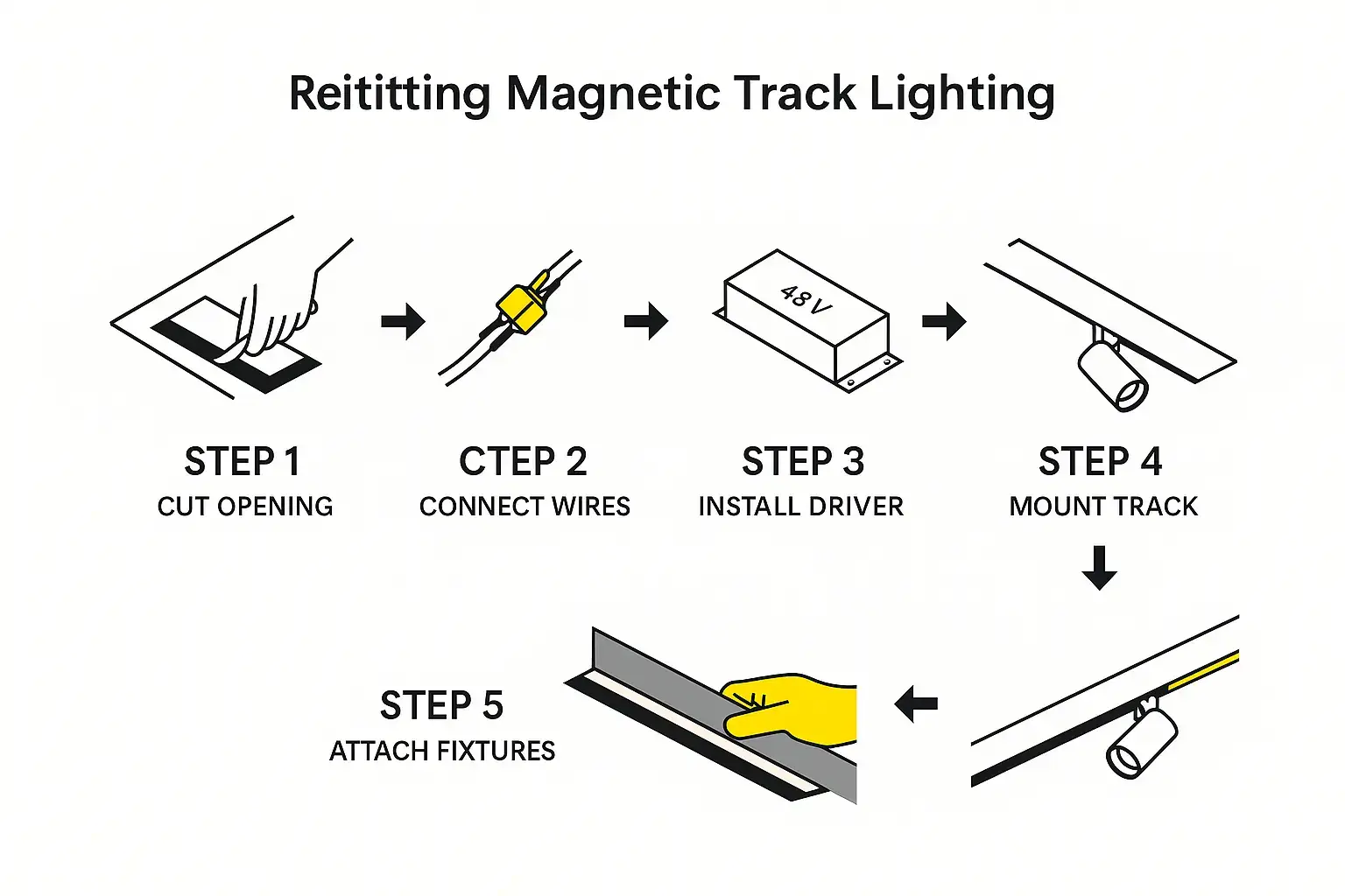 magnetic track retrofit installation