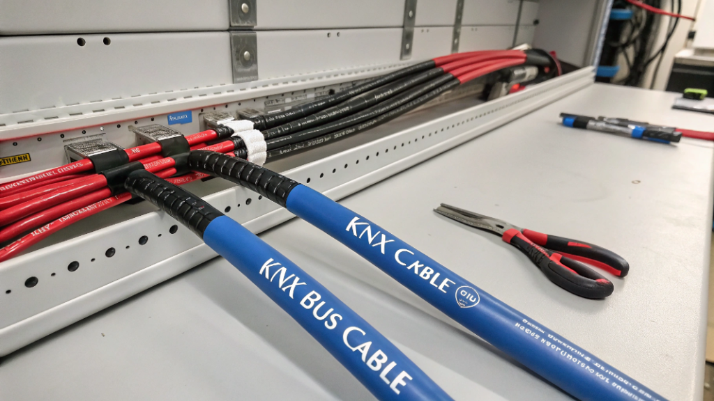 image showing knx bus cable alongside power cables