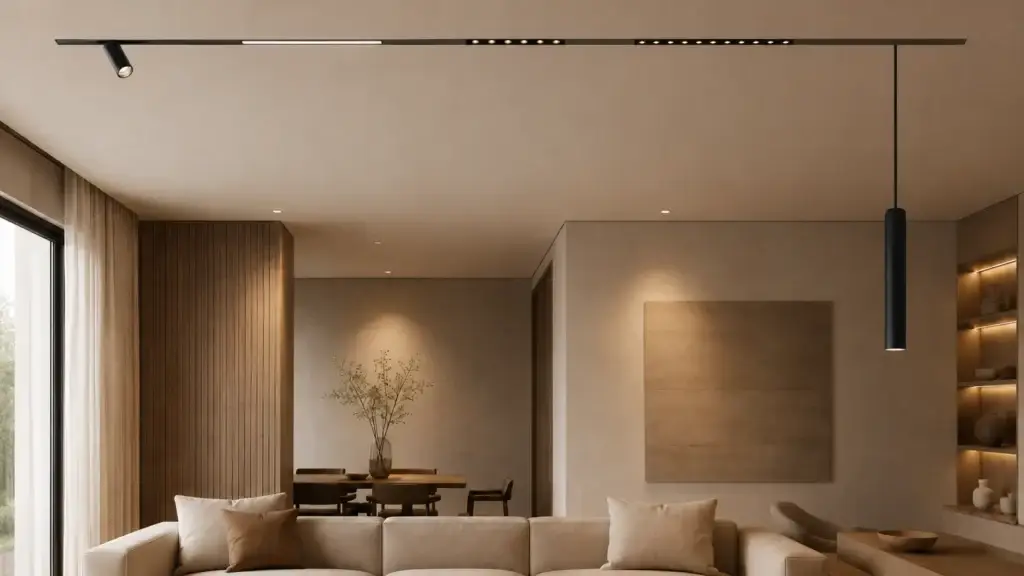 living room lighting with 48v magnetic track system